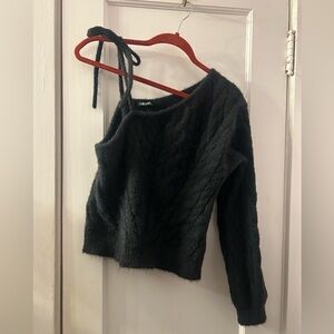wild fable Black Off-the-Shoulder Cable Knit Sweater Junior Size Large